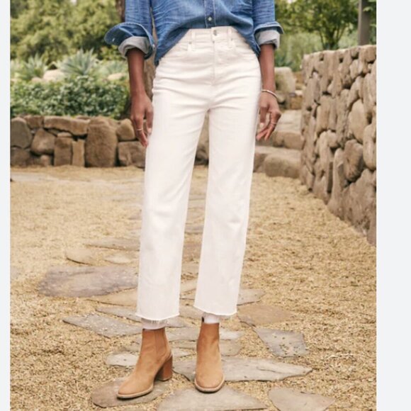 Frank & Eileen Monaghan white high rise straight leg jeans 31 mom jean